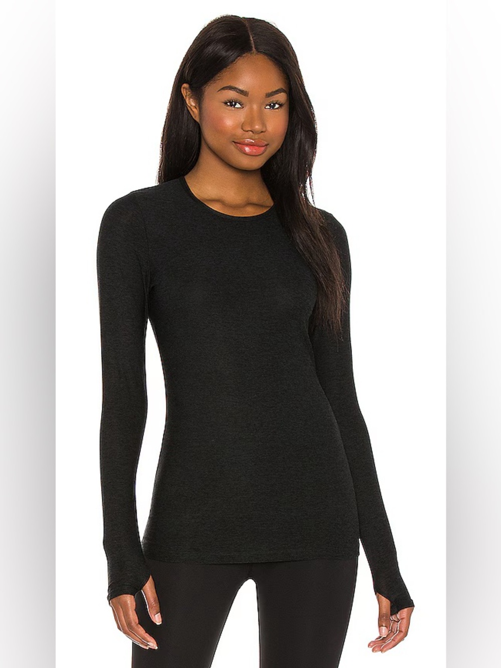 Beyond Yoga Featherweight Classic Crew Pullover in Darkest Night, Small